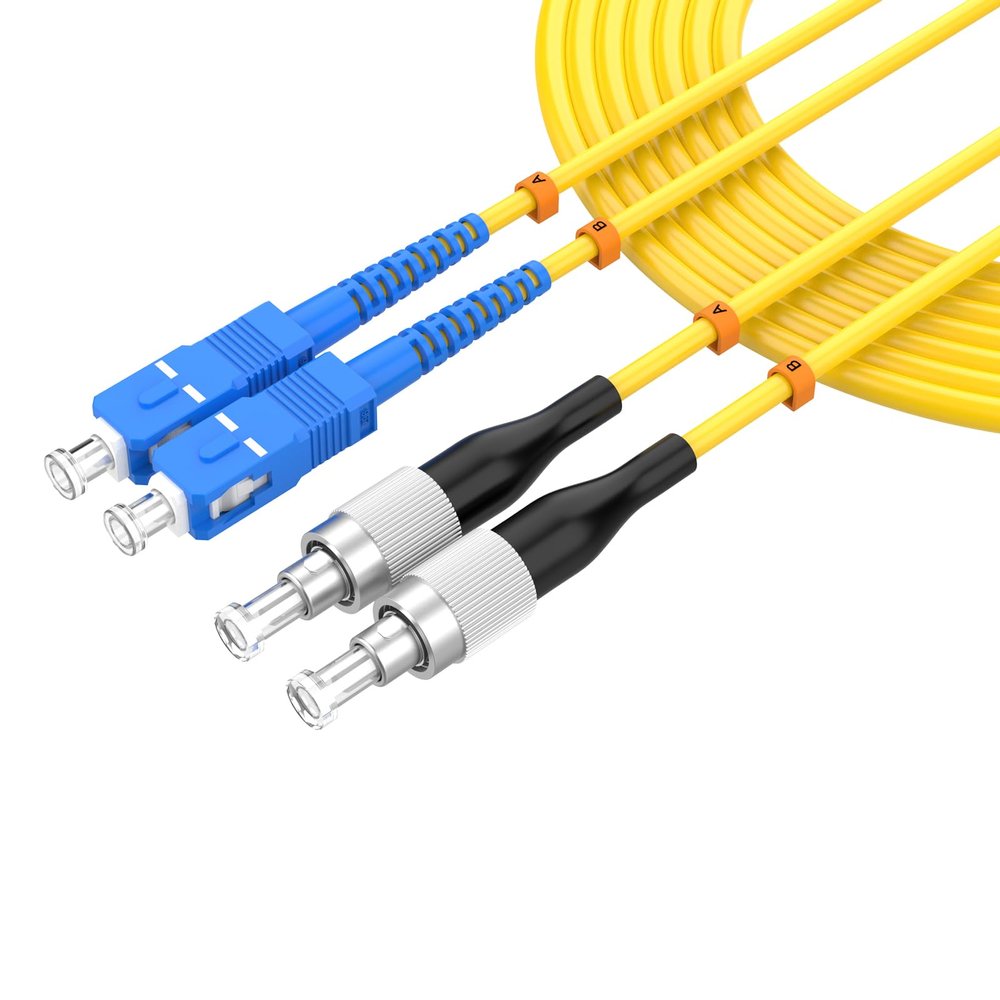 lidkew SC/UPC to FC/UPC Fiber Patch Cable,6m/19.7ft OS2 Single Mode Duplex 9/125m Fiber Optic Internet Cable Singlemode Optical Jumper Cord for Fiber Optic Transceiver, OFNP LSZH Yellow SMF