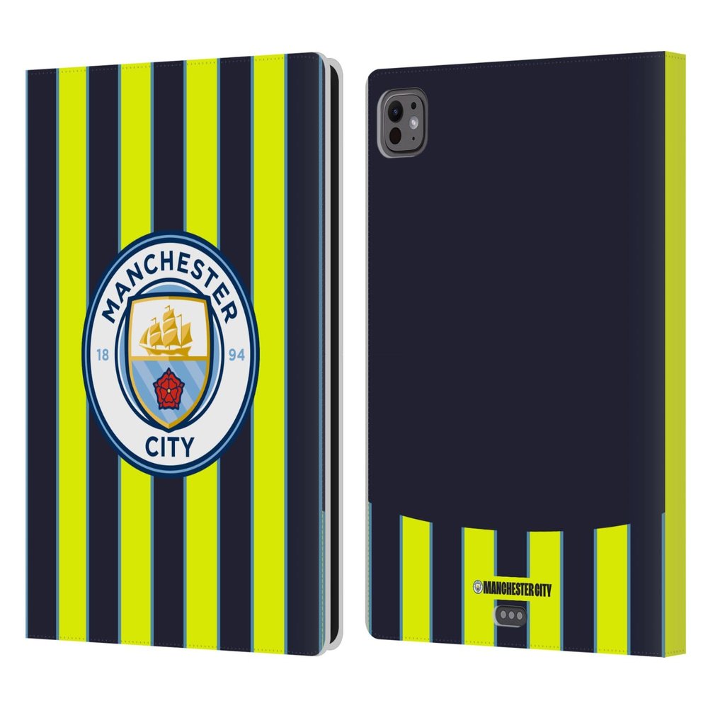 Head Case Designs Officially Licensed Manchester City Man City FC Away 2024/25 Badge Kit Leather Wallet Case Compatible with Apple iPad Pro 11 M4/M5 2024/2025