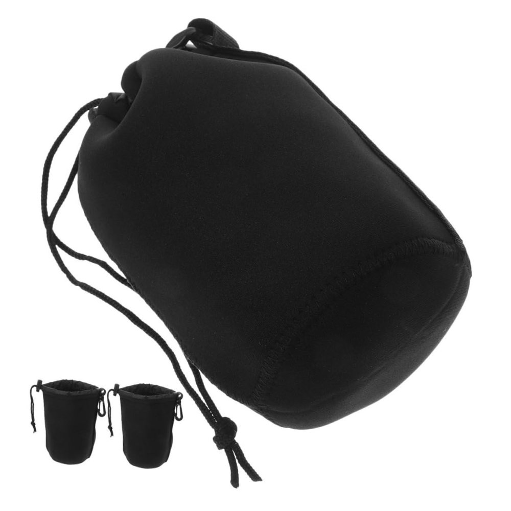 Gadpiparty 3pcs Camera Lens Case Bag Storage Drawstring Neoprene Material for Dslr Mirrorless Cameras