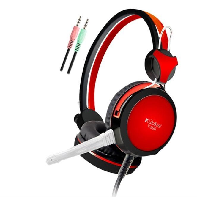 KBT-590 Active Noise-canceling Headset Wired Gaming Headset Voice Headset for All Types of 3.5-Hole Devices, Computers, Stereo Headset with Noise-canceling Microphone (red)