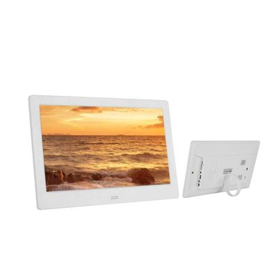 10 inch Digital Photo Frame 1280 * 800 Resolution ABS Material Timer Switch Machine Supports Music/Picture/Video Playback Clock, Calendar Function Decorative,White