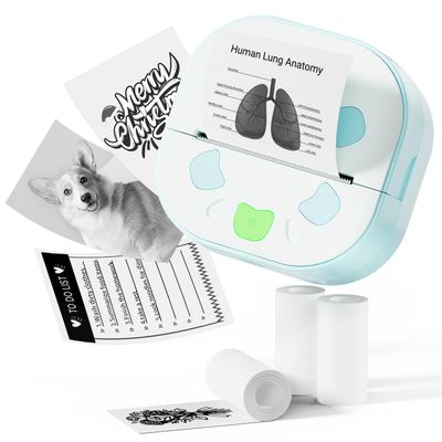 Anycash Sticker Printer, Printpods Mini Printer with Stickers, Bluetooth Thermal Inkless Sticker Maker Machine with Multiple Templates for Phone & Tablet, Blue