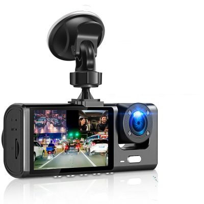 3 Lens Car DVR Dash Cam 1080P Front/Inside/Rear Camera Video Recorder G-Sensor