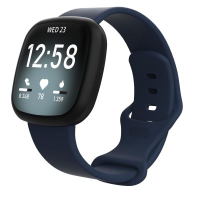 PANDA BOBO Bands Compatible with Fitbit Versa 3/4, Sense/Sense 2  Soft Silicone Sport Strap Replacement for Women & Men (Dark Blue, Small)