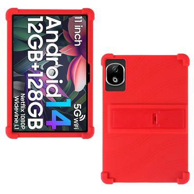 AKNICI Case for DOOGEE T30E/DOOGEE T35/DOOGEE T30SE/DOOGEE T40/DOOGEE T30S/DOOGEE T30 Ultra/DOOGEE T30 Pro Tablet 11 inch, Soft Silicone Protective Cover with Adjustable Kickstand, Red