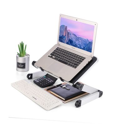 Mikikit Ergonomic Laptop Stand for Desk Lap Black Aluminum Laptop Holder Ventilated Mount Adjustable Tablet Stand Multiple Angles Prevent Overheating Sturdy Wear-Resistant