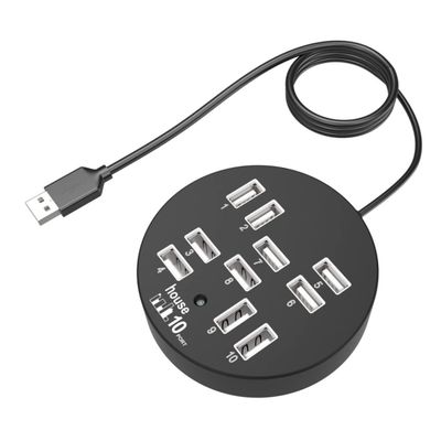 CAXUSD USB Data Cable 10 Port Hub USB Multi Compatible Laptop Desktop Keyboard Mouse