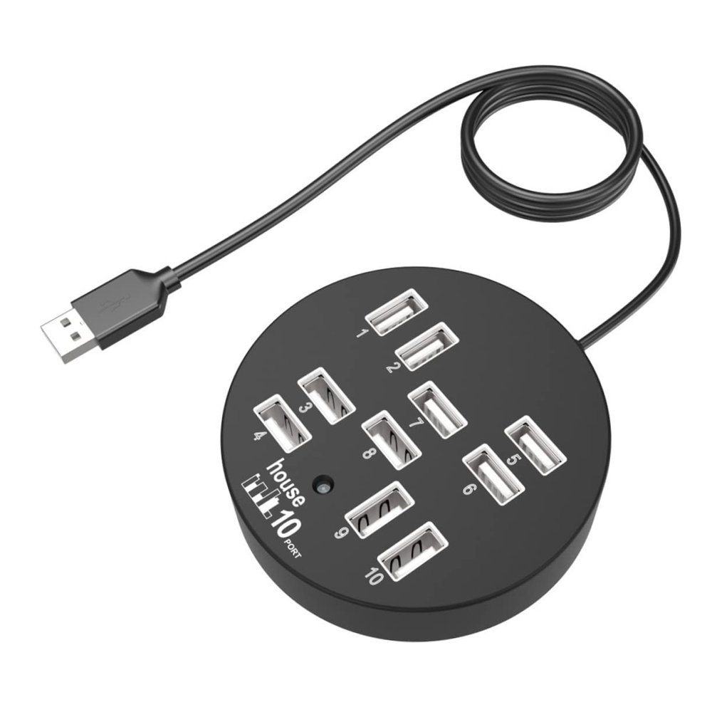 CAXUSD USB Data Cable 10 Port Hub USB Multi Compatible Laptop Desktop Keyboard Mouse