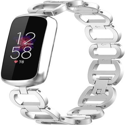 PANDA BOBO Compatible with Fitbit Luxe Bands,Slim Metal Band Stainless Steel Adjustable Straps Replacement Bands for Fitbit Luxe Smart Watch for Women Men (Silver)