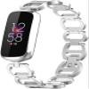 PANDA BOBO Compatible with Fitbit Luxe Bands,Slim Metal Band Stainless Steel Adjustable Straps Replacement Bands for Fitbit Luxe Smart Watch for Women Men (Silver) view 1