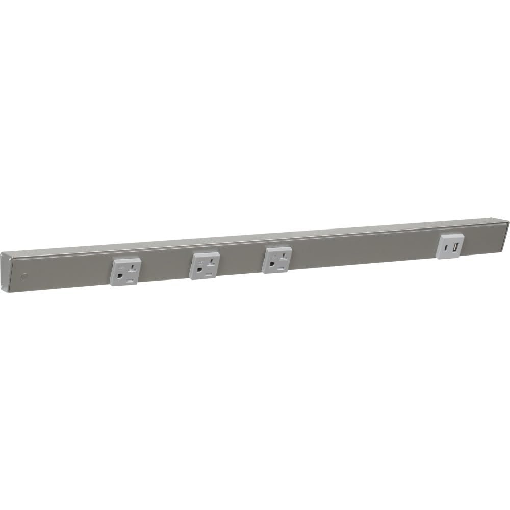 Task Lighting & Power Slim Angle Power Strip with USB-A/C on Right (Satin Nickel, 24")