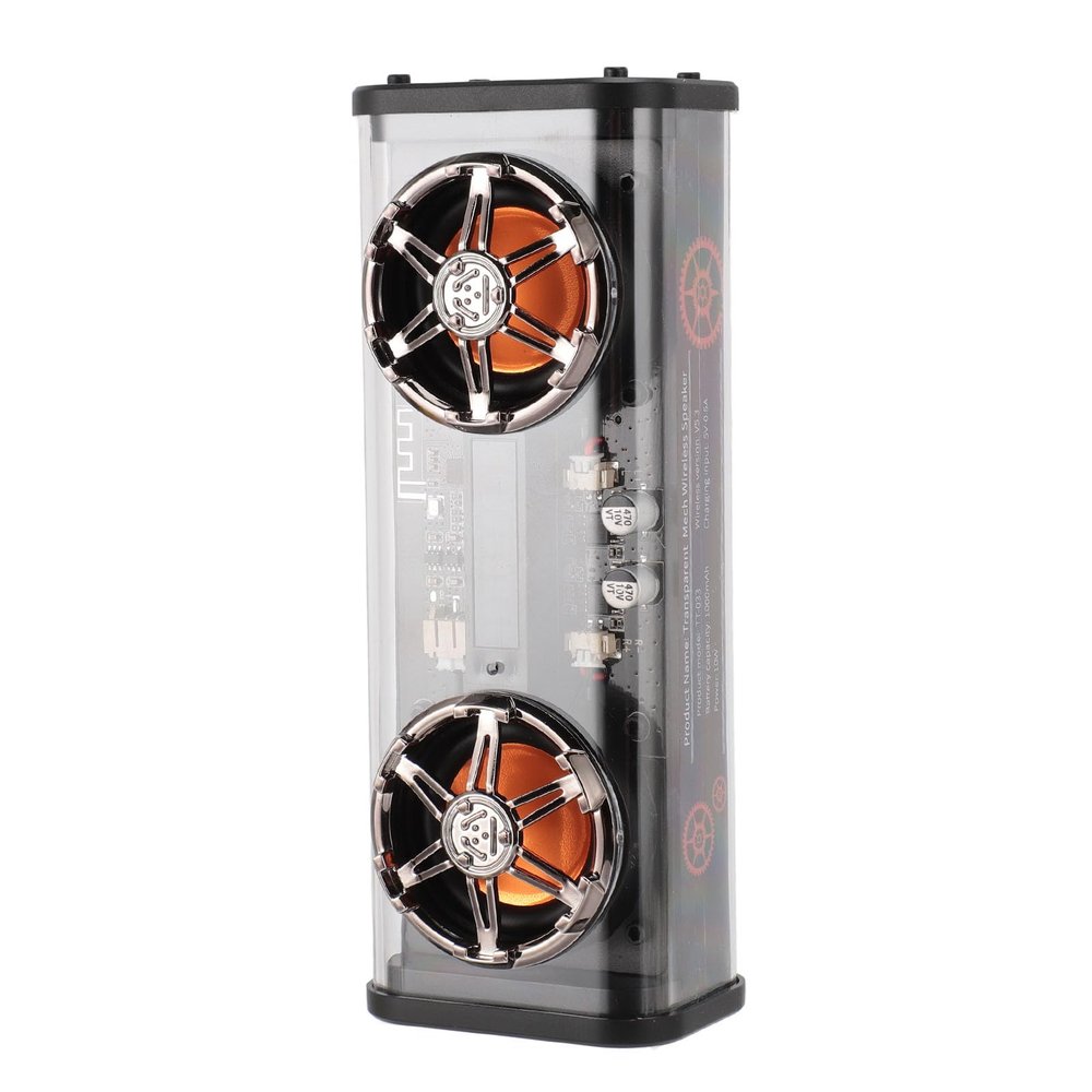 Acouto Transparent Speaker with 2x5W Subwoofer, Portable Speakers, 5.3, Colorful Lights for Home Party and Travel (Black)