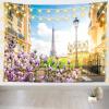 BELECO 17x10ft Fabric Paris Eiffel Tower Backdrop Romantic Paris City View Spring Blooming Flowers Photography Background France Paris Party Decorations Portrait Photoshoot Studio Props view 3