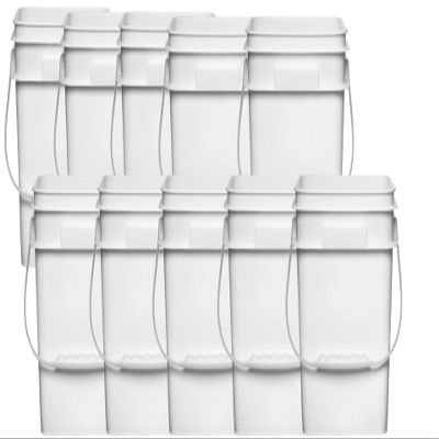 House Naturals 4 Gallon square white buckets - Pack of 20 containers