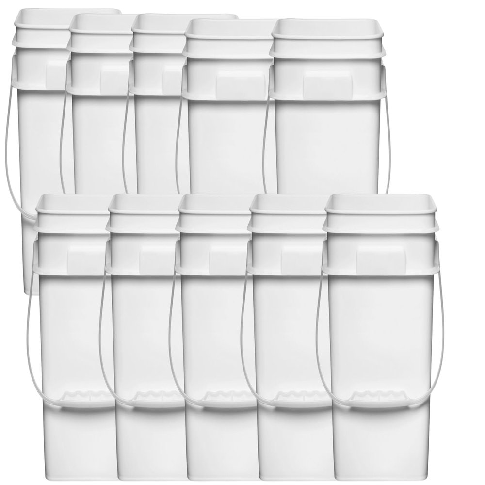 House Naturals 4 Gallon square white buckets - Pack of 20 containers