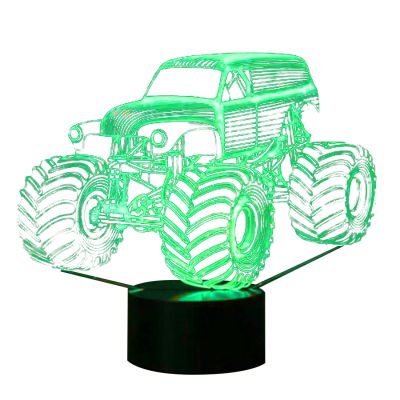 7 Colors Change Large Grave Digger Monster Tractor 3D Desk Lamp Night Light