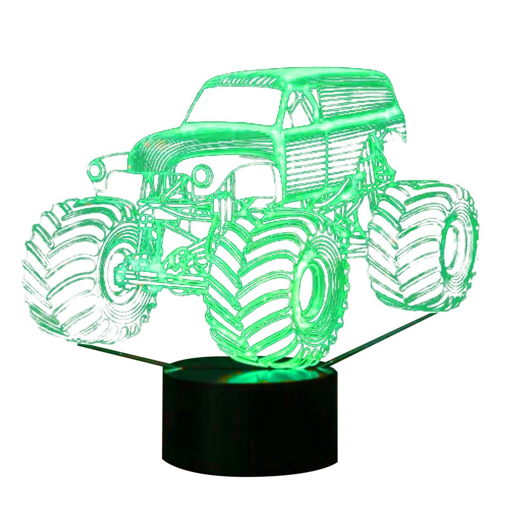 7 Colors Change Large Grave Digger Monster Tractor 3D Desk Lamp Night Light