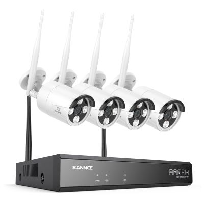 SANNCE 16CH 8MP NVR Wireless Security Camera System with 4 * 8MP Waterproof Surveillance IP Cameras,Dual-Band WiFi, H.264+ Video Coding, IP66 Outdoor Camera,Night Vision.