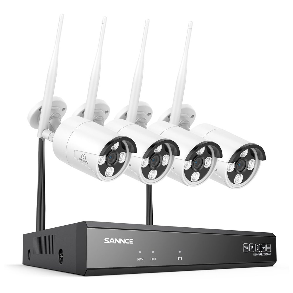 SANNCE 16CH 8MP NVR Wireless Security Camera System with 4 * 8MP Waterproof Surveillance IP Cameras,Dual-Band WiFi, H.264+ Video Coding, IP66 Outdoor Camera,Night Vision.