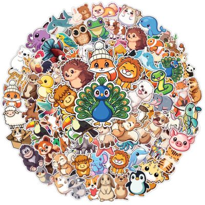 100pcs Cute Animal Stickers for Kids Waterproof Decals for Water Bottles Laptop Luggage Computer Scrapbooking Teens Adults Girls Funny Party Birthday Decorations