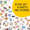 100pcs Cute Animal Stickers for Kids Waterproof Decals for Water Bottles Laptop Luggage Computer Scrapbooking Teens Adults Girls Funny Party Birthday Decorations view 2