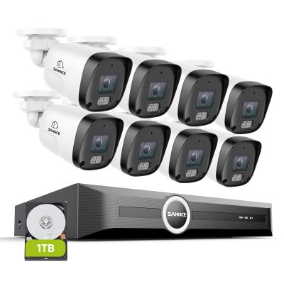 SANNCE 8CH 6MP Surveillance PoE NVR System with 8PCS 2K 3MP HD IP Cameras with H.265 Video Compression, Smart IR LED, APP Push Alert, Remote Access (with 1TB HDD)