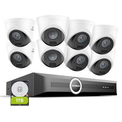 SANNCE 2K 3MP PoE Security System, 8CH 6MP Surveillance NVR with 8PCS 3MP HD Weatherproof Dome Cameras with H.265 Video Compression, Smart IR LED, APP Push Alert, Remote Access (1TB HDD)