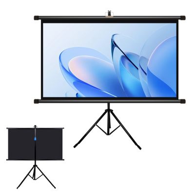 60" 72" Projector Screen With Stand, 4K Full HD, Roll Down Movie Screen for Outdoor Indoor, Wrinkle-Free Portable Projector Screen, Wide Field of View, for Home Theater Cinema Office Movie TV Game(60"