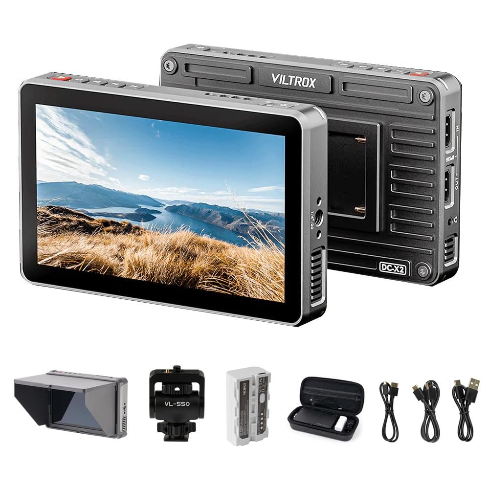 VILTROX DC-X2 6 Inch 2000Nits Camera Video Field Monitor,Full HD 1920x1080 Touch Screen Director AC Monitor with 4K HDMI Loop in/Out 3D Lut RGB Parade Focus Peaking Full Waveform