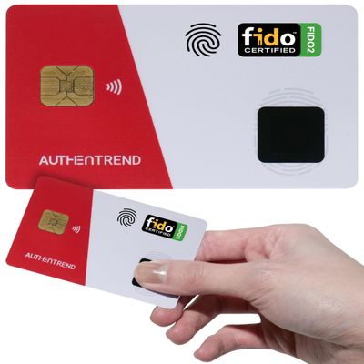 AUTHENTREND ATKey.Card NFC Fingerprint Security Key  Passwordless FIDO2 Login, Multi-Factor Authentication, Tap to Login for Windows, Mac, iPhone  Works as Digital Business Card
