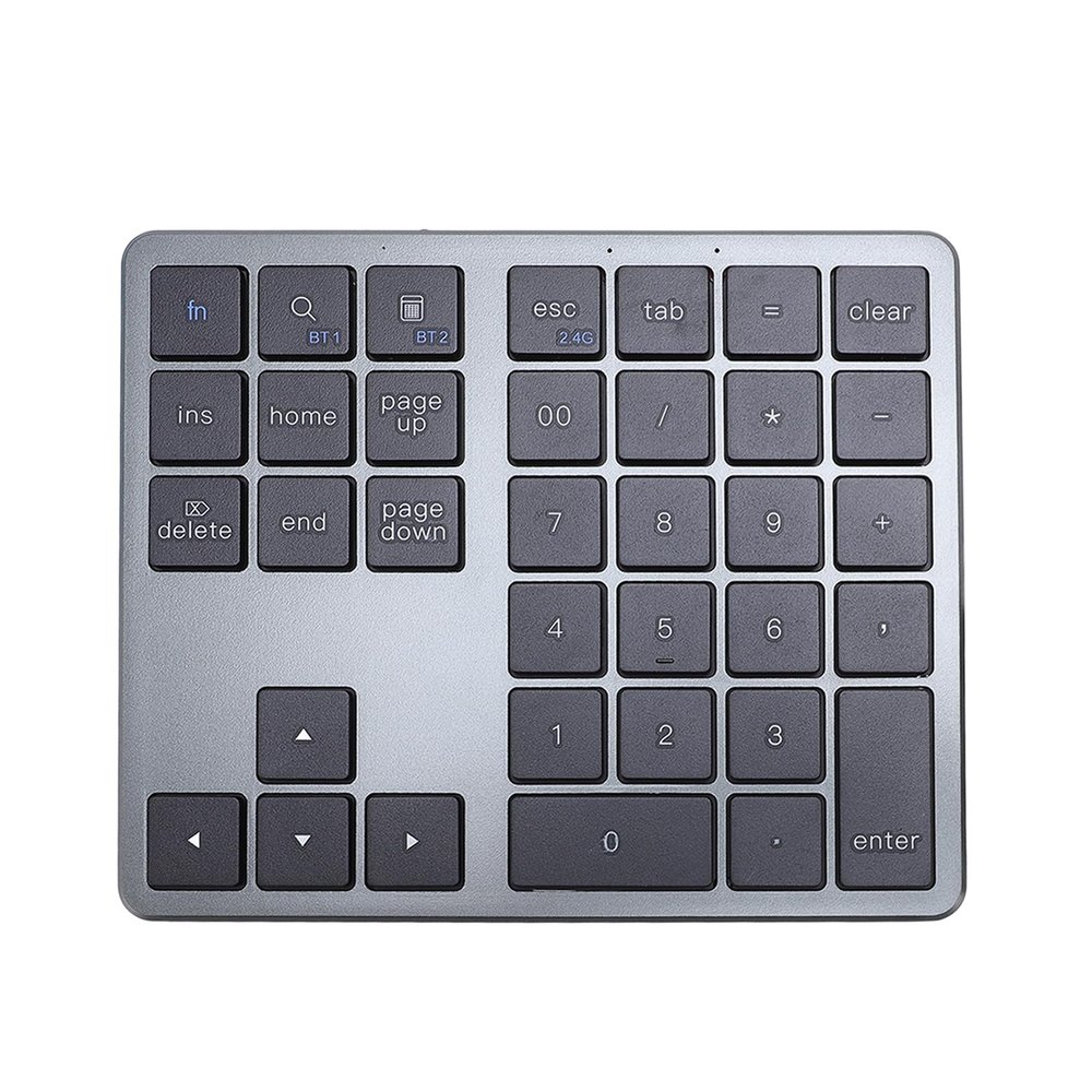 GOWENIC Bluetooth & 2.4G Cordless Numeric Keypad for Laptops, PC Computers Macbooks & Tablets, Dual Mode Portable Number Pad Rechargeable 35 Keys for, Android, & iOS (Gray Black)
