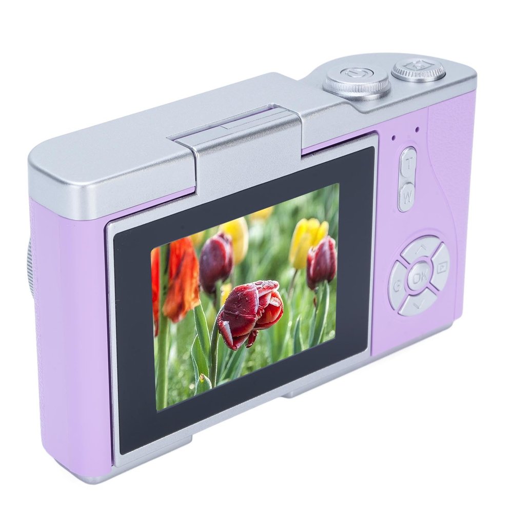 ASHATA 48MP 1080P FHD Digital Camera, Digital SLR Camera for Photography Autofocus, 8X Zoom, 2.4 HD Flip Screen, Built in Flash, Vlogging Video Cameras for Travel (Purple)