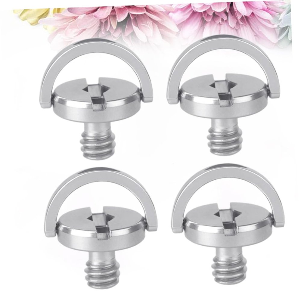 DirectNine Basics 4pcs Camera Handle Screws D- Eyebolt Quick Release Hexagon Socket for Tripod Monopod Plate Iron Plated Fixing Screws Silver