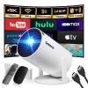 Mini Projector with WiFi and Bluetooth Built-in Apps Smart Projector Support 4K 1080P FHD 180 Adjustable Auto Keystone Compatibile with HDMI/TV Stick/Memory Stick/Laptop, White view 1