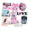 10pcs Ice Hockey Stickers Sheet Ice Hockey Lover Decals Hockey Party Sports Ball Gifts Vinyl Stickers Multiple Different Design, Waterproof, UV- Resistant (Ice Hockey Girl) view 1