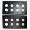 (2) Two Quad Gang Wall Plate Eight XLR Male/Female "D" BLACK Steel view 1