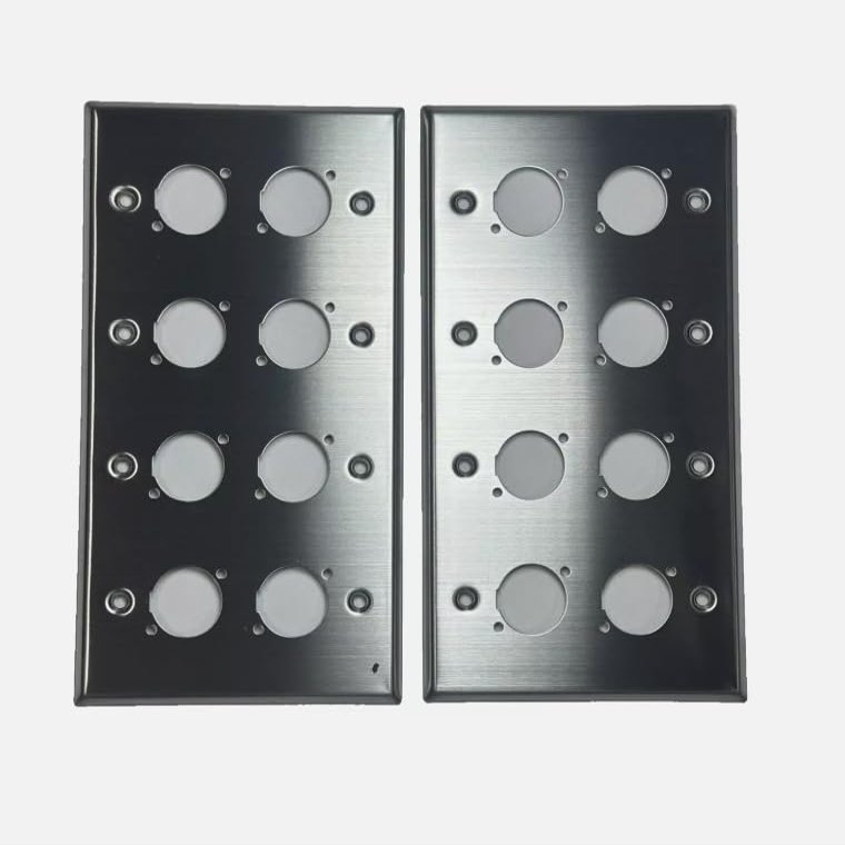 (2) Two Quad Gang Wall Plate Eight XLR Male/Female "D" Stainless Steel