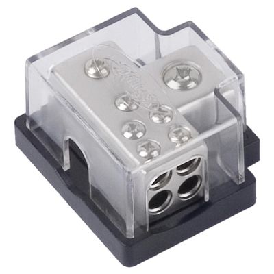 Xscorpion Power Ground Distribution Block 1/0 or 2 in & One 4 & Four 8 Gauge Out (Platinum)