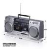 aiwa Retro Boombox CD Player with Cassette Recording, Bluetooth 5.0, FM/AM Radio, USB/SD/AUX Inputs, VU Meters, LCD Display, Dual 40W Speakers - Silver view 3