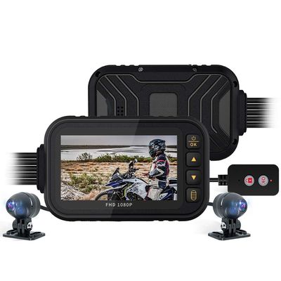 3.0 Inch Motorcycle Dash Cam, 1080P+720P Dual Dashcam, Wired Control, G-Sensor, Loop Recording, Parking Monitoring, Max 128GB