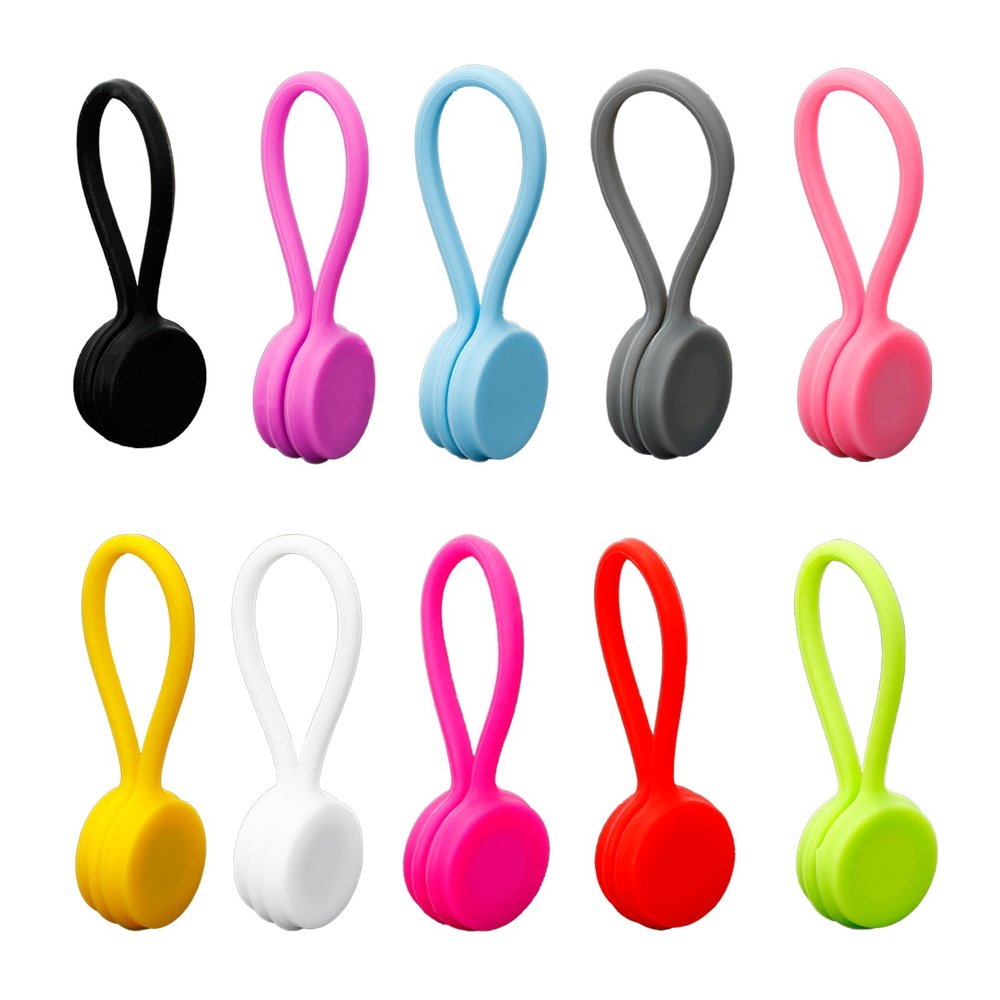 10Pcs Magnetic Cable Ties, Silicone Magnetic Cable Clips, Reusable Magnetic Cable Ties for Cord Organizers