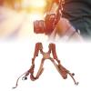 Yosoo Health Gear Double Camera Strap Dual Shoulder Leather Harness, Dual Shoulder Full Grain Leather Harness Comfortable Camera Strap Accessories for 2 Cameras Brown, Adjustable Camera Strap view 3