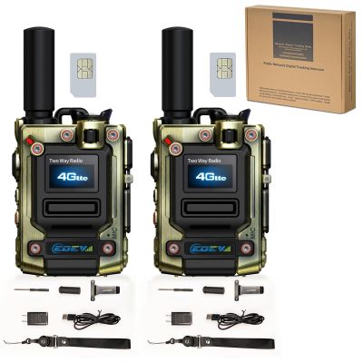 EOEV Walkie Talkie with SIM Card Long Range 4G 1000 Miles Distance Network Two Way Radio (2pcs Bronze)
