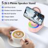 AKLLCCR Wireless Induction Audio Bluetooth Speaker 5in1 Phone Holder Emergency Rechargeable (3000mAh) with Colorful Ambient Light 300 Foldable for Tablet iPhone Android, Womens Birthday Gifts(Pink) view 2
