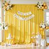 10x10ft Yellow Gold Glitter Backdrop Curtain for Parties, Wrinkle Free Satin Photo Backdrop Drapes 2 Panels 5x10FT Shimmer Back Drop Cloth for Wedding Birthday Stage Photography Background view 3