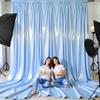 10x10 ft Blue Glitter Backdrop Curtain for Parties, Wrinkle Free Glitter Photo Backdrop Drapes 2 Panels 5x10FT Shimmer Back Drop Cloth for Baby Sower Wedding Birthday Photography Background Decor view 4