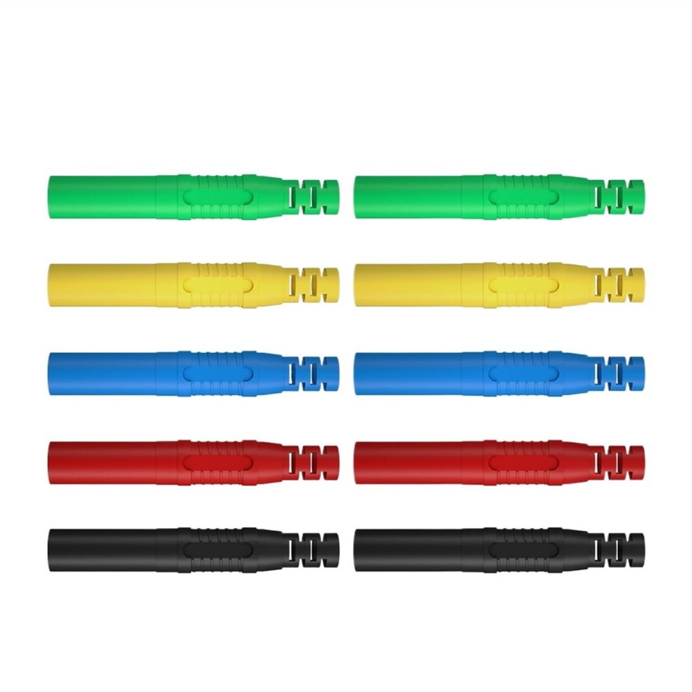 10pcs 4mm Shrouded Banana Solder in line Assembly Test Leads Electrical connectors J.10041(5 Red 5 Black)