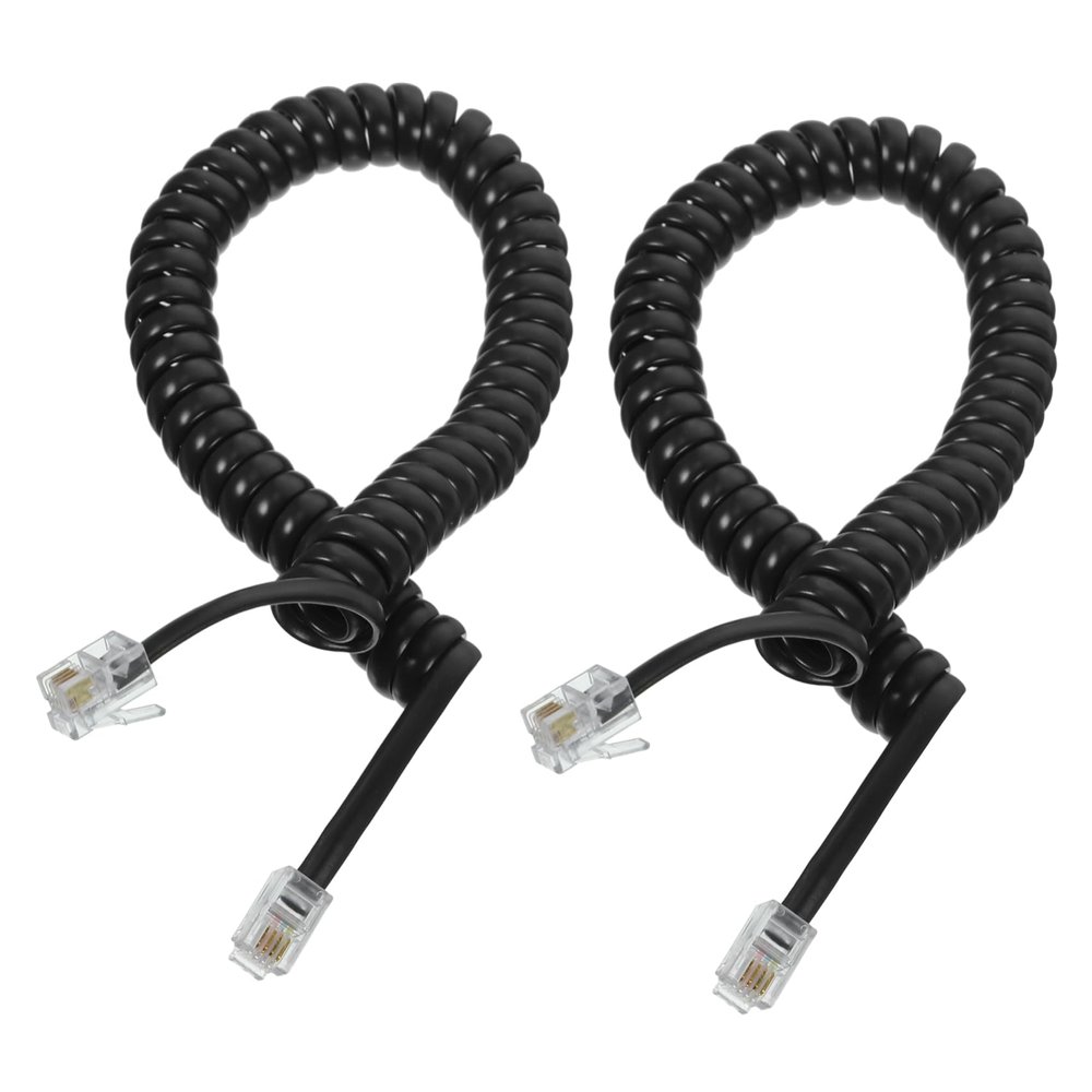 Gadpiparty 2pcs Coiled Telephone Cords Flexible and Durable Landline Phone Cords Stable Signal Transmission for Home Office Use Prevents Clutter and Tangles