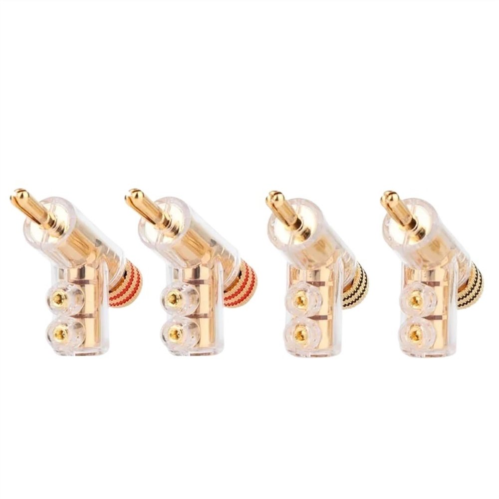 4Pcs 24K Gold Plated Lockable Speaker Cable Banana Connector Banana(4Pcs Mixed)