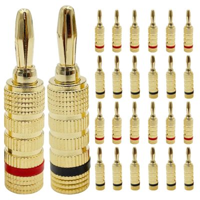8pcs 4mm Banana Gold-Plated Musical Cable Wire Audio Speaker Connector Adapter Plated Speaker Cable Wire Pin Connectors(8 Red)